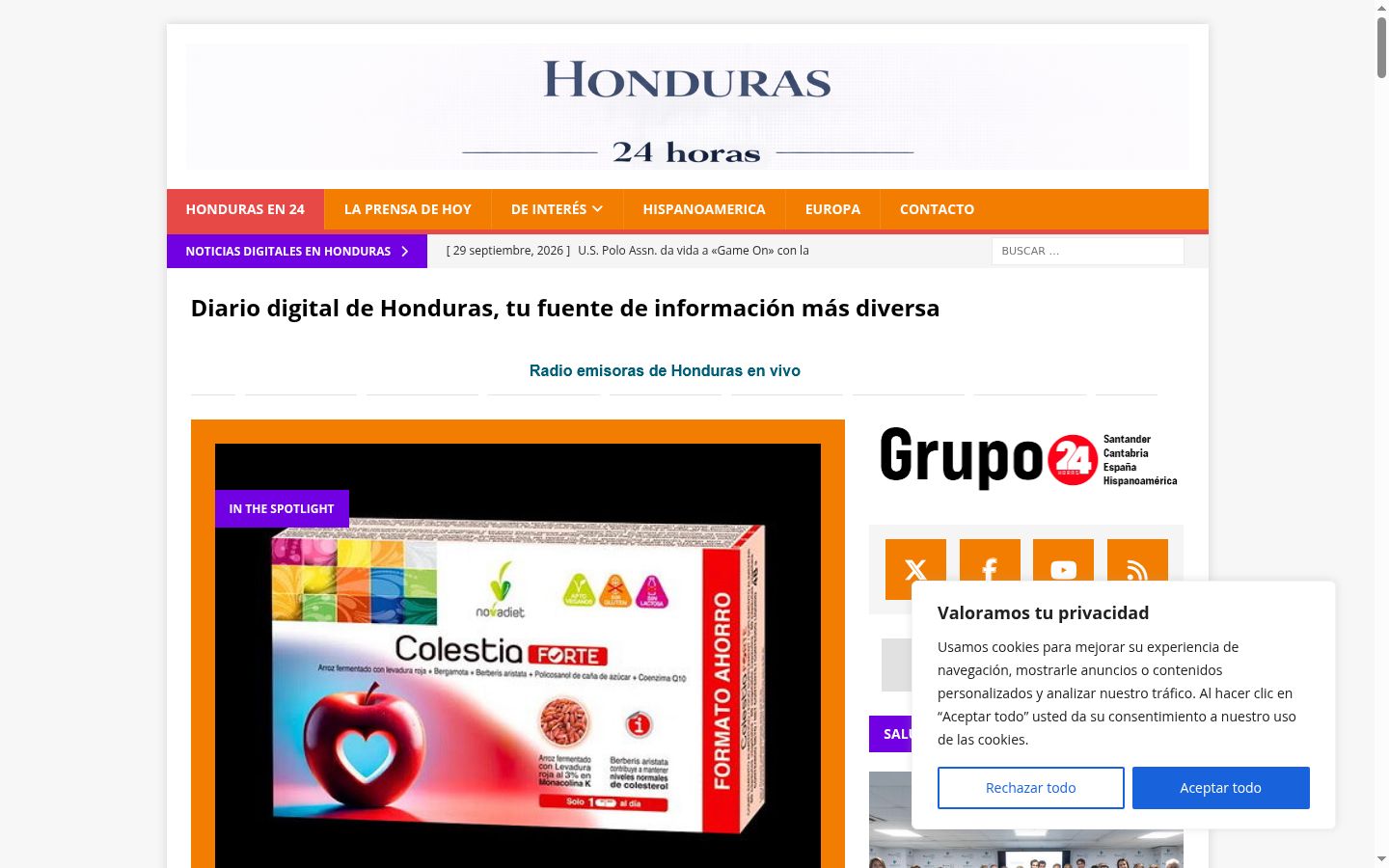 Screenshot del banner di consenso mostrato prima di qualsiasi interazione
