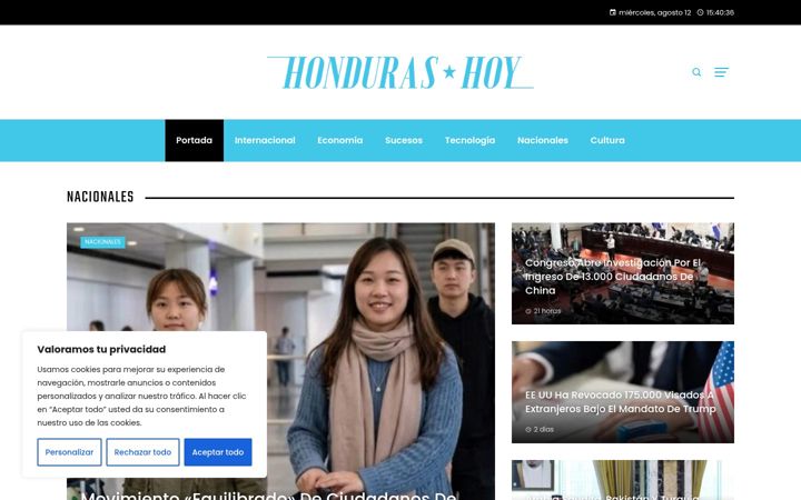 Screenshot of hondurashoy.com