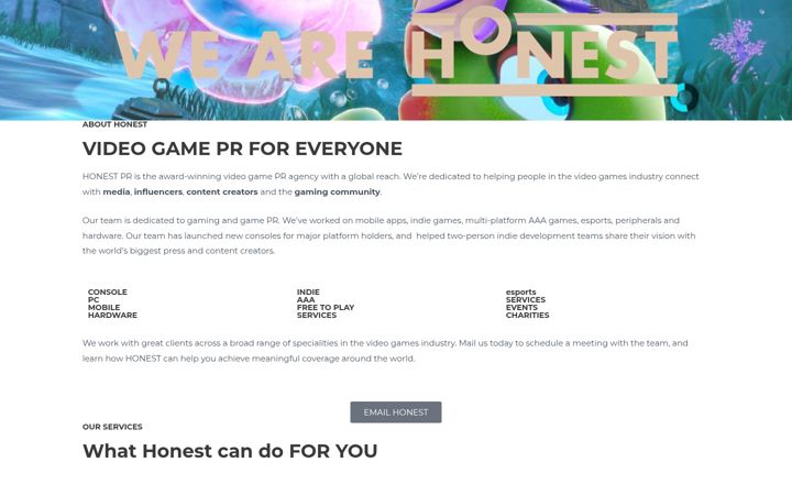 Screenshot of honest-pr.com
