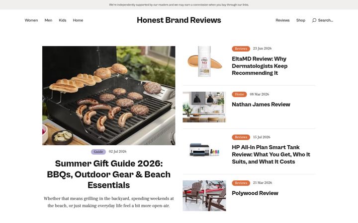 Screenshot of honestbrandreviews.com