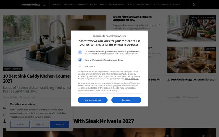 Screenshot of honestreviewz.com