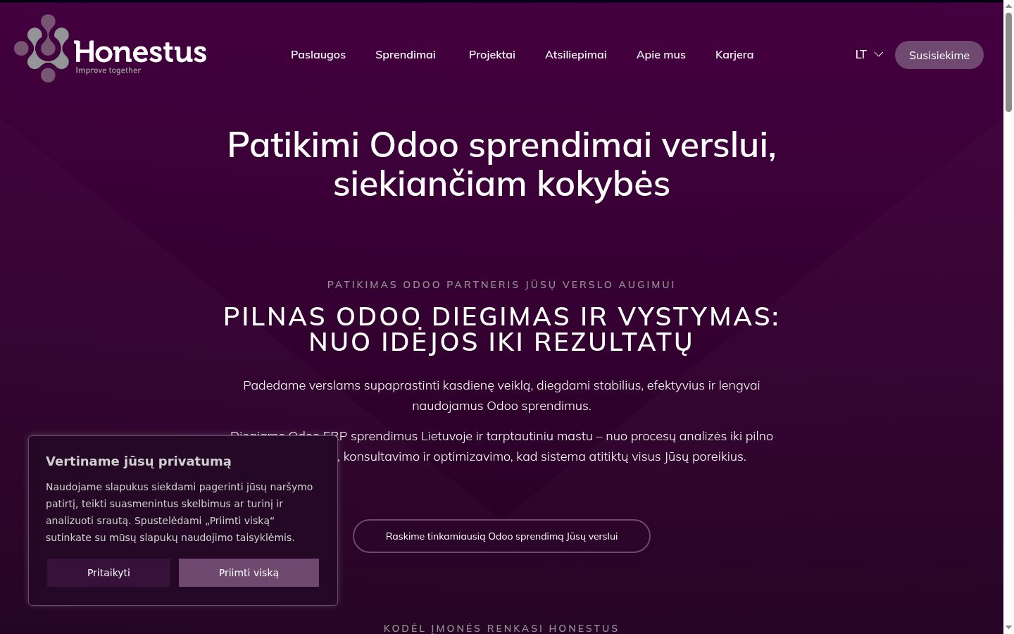 Posnetek zaslona pasice za privolitev, prikazane pred kakršno koli interakcijo