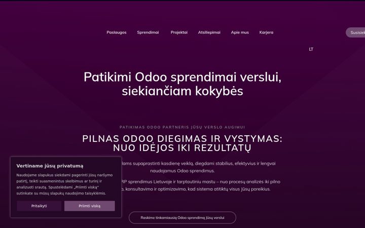 Posnetek zaslona honestus.lt