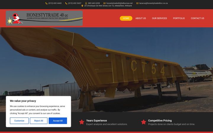 Screenshot of honestytrade40cc.co.za