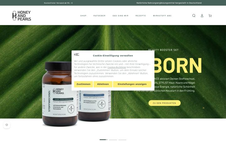 Screenshot of honeyandpearls.de