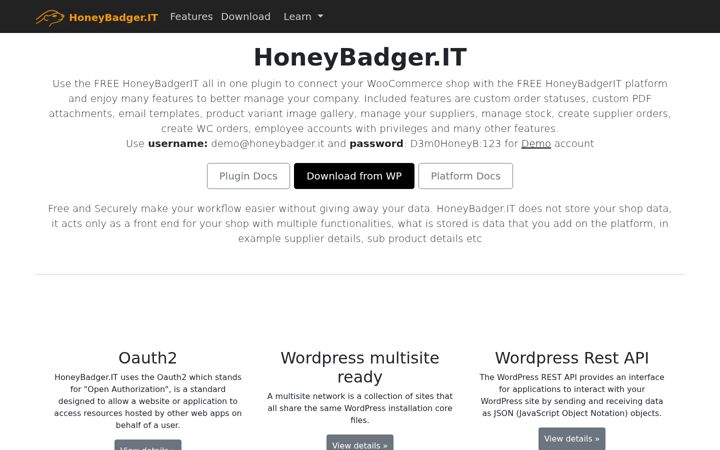 Screenshot of honeybadger.it
