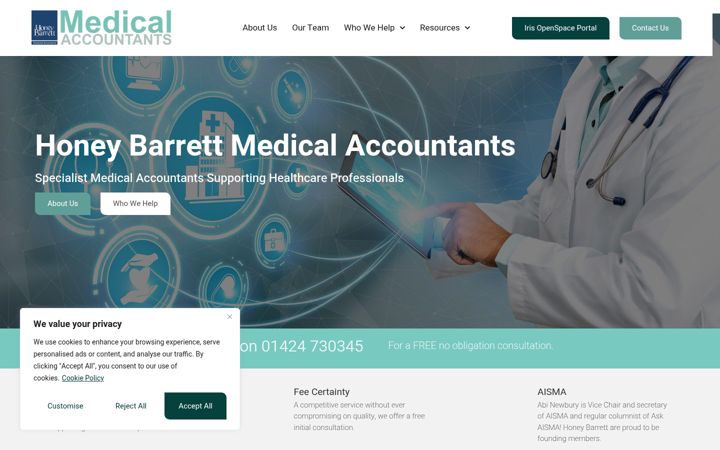Screenshot of honeybarrettmedical.co.uk