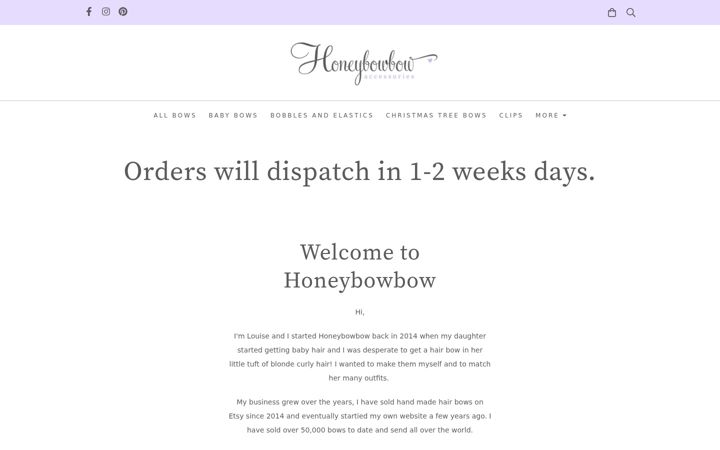 Screenshot of honeybowbow.co.uk