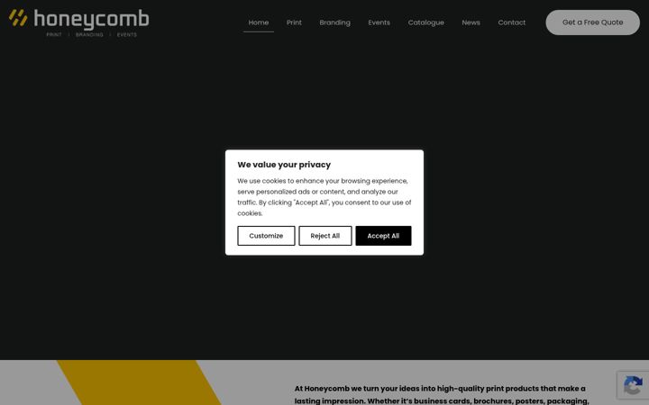 Screenshot of honeycombprint.com