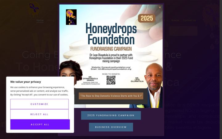 Screenshot of honeydropsfoundation.org