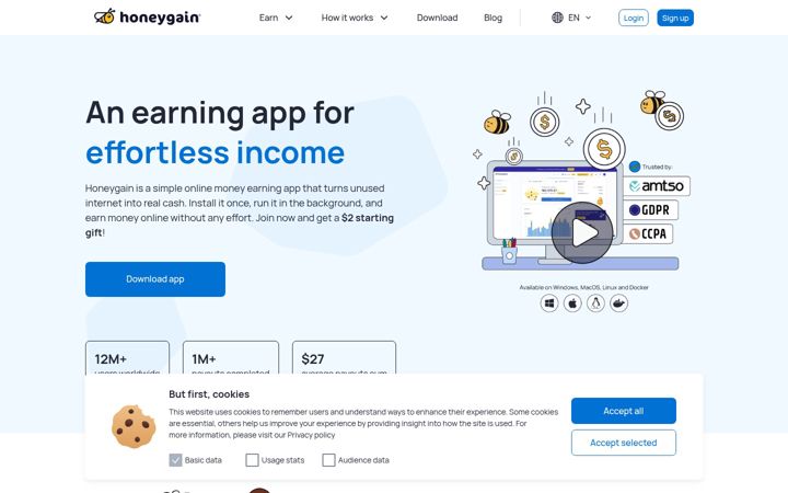 Screenshot di honeygain.com