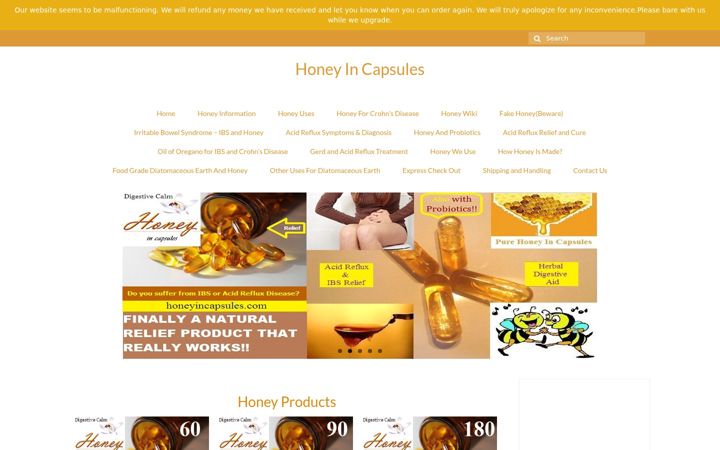Screenshot of honeyincapsules.com