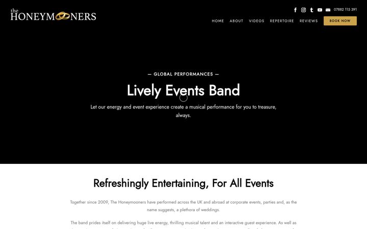 Screenshot of honeymoonersband.com