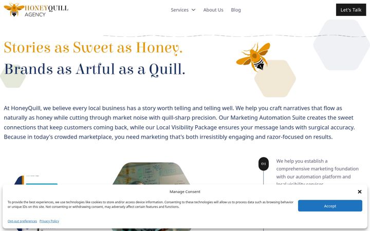 Screenshot of honeyquillagency.com