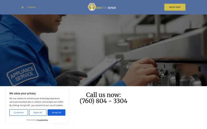 Screenshot of honeytreeappliancerepair.com