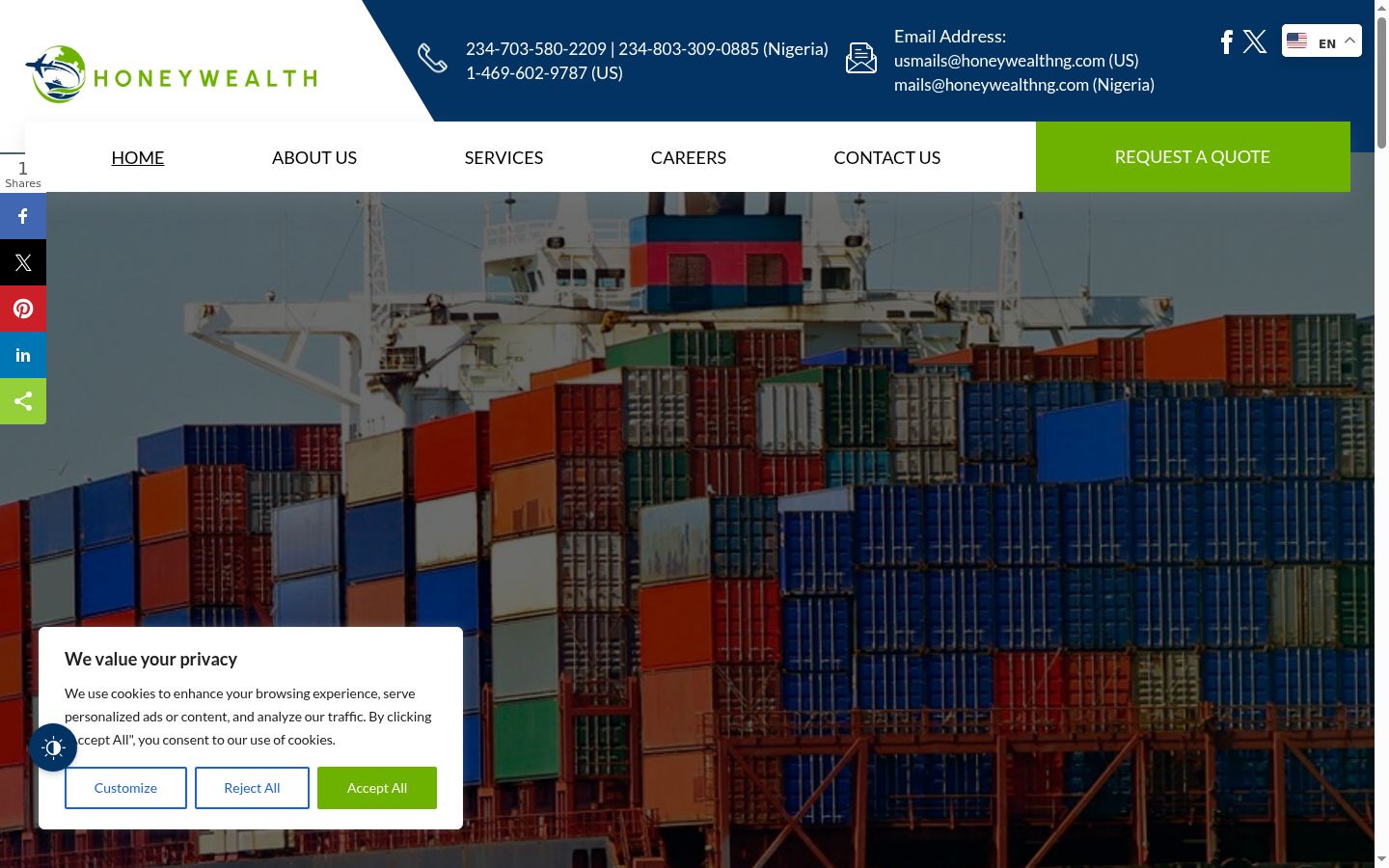 Screenshot of the consent banner shown before any interaction