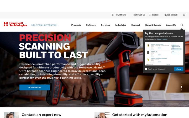 Screenshot of honeywellaidc.com