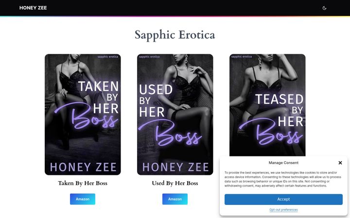 Screenshot of honeyzeewrites.com
