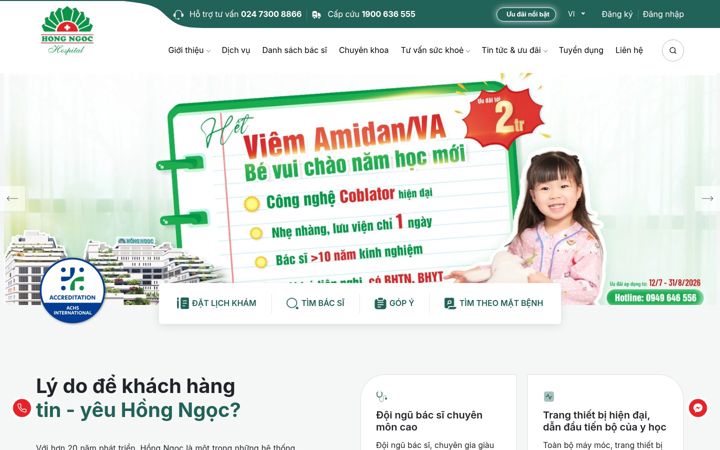 Screenshot di hongngochospital.vn