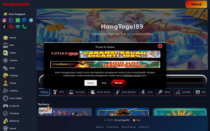 Screenshot of hongtogel89.org