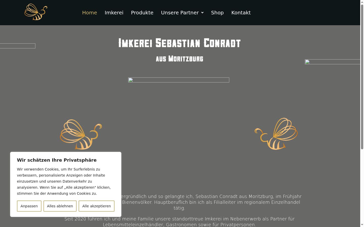 Captura de pantalla del banner de consentimiento mostrado antes de cualquier interacción