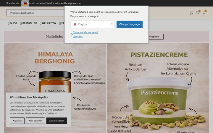 Screenshot of honigbee.com