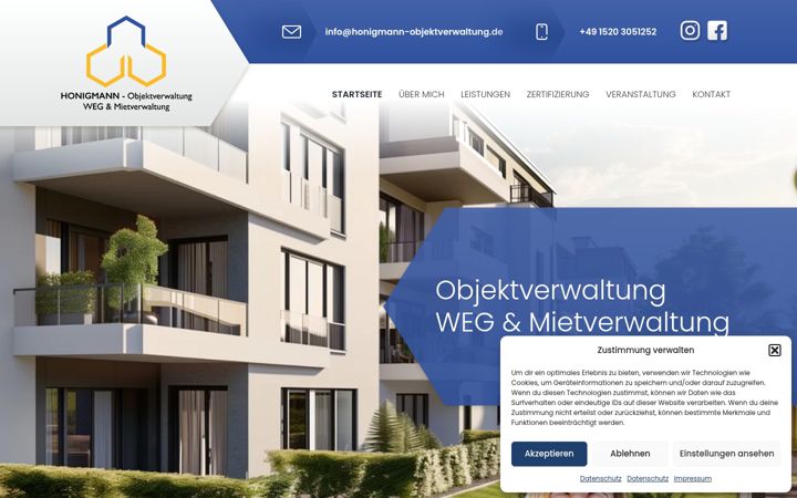 Screenshot of honigmann-objektverwaltung.de