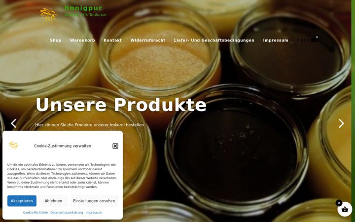 Screenshot of honigpur.de