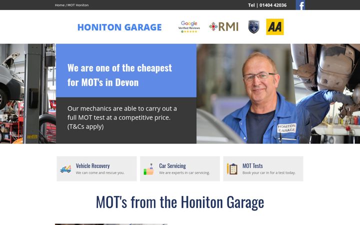 Screenshot of honitonmotcentre.co.uk
