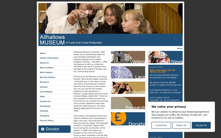 Screenshot of honitonmuseum.co.uk