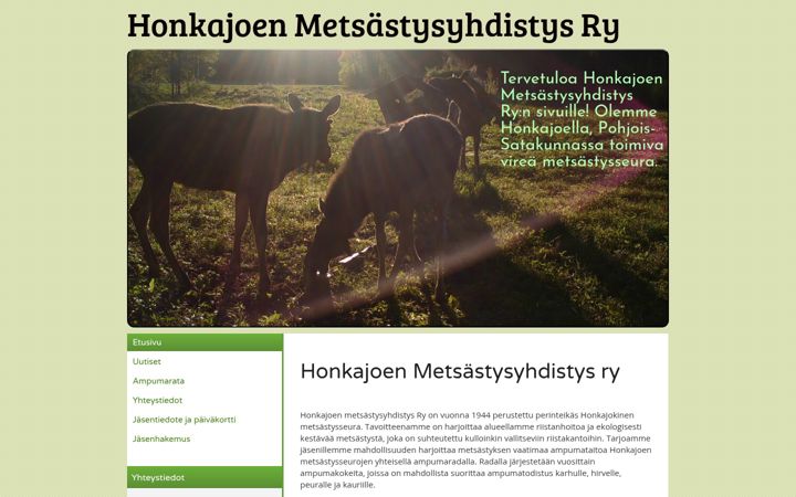 Screenshot of honkajoenmetsastysyhdistys.fi