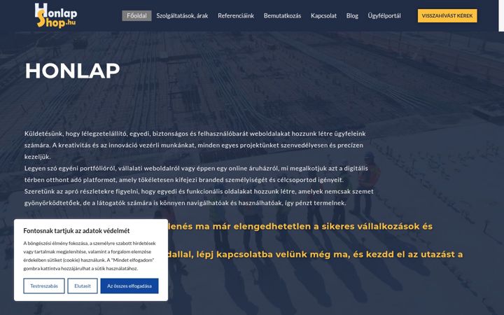 Screenshot of honlapshop.hu
