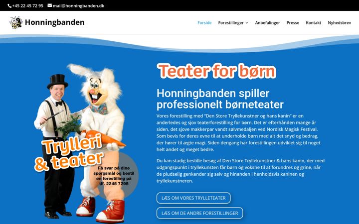 Screenshot of honningbanden.dk