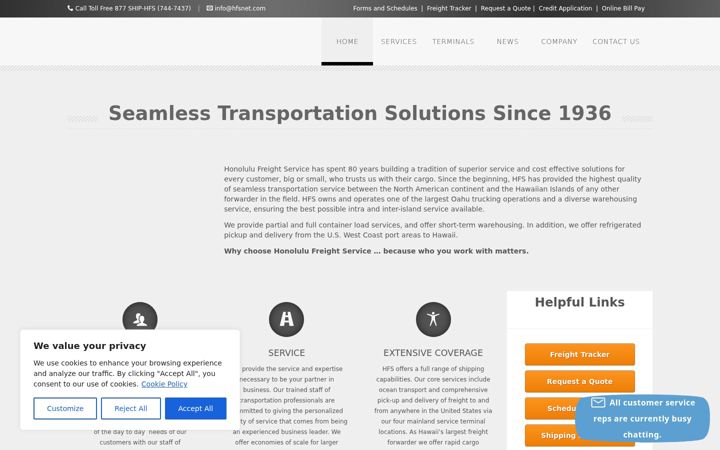 Screenshot of honolulufreightservice.com