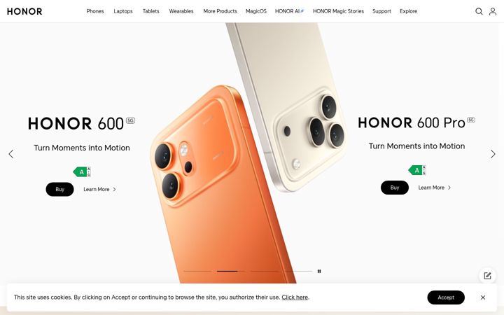 Screenshot ta' honor.com
