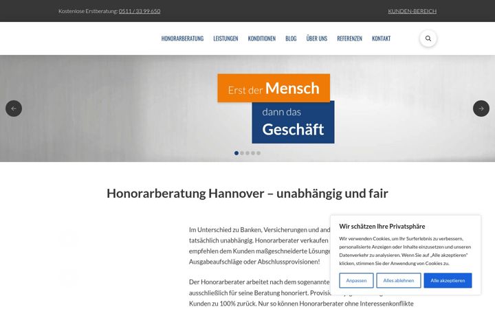 Screenshot of honorarberatung-hannover.de