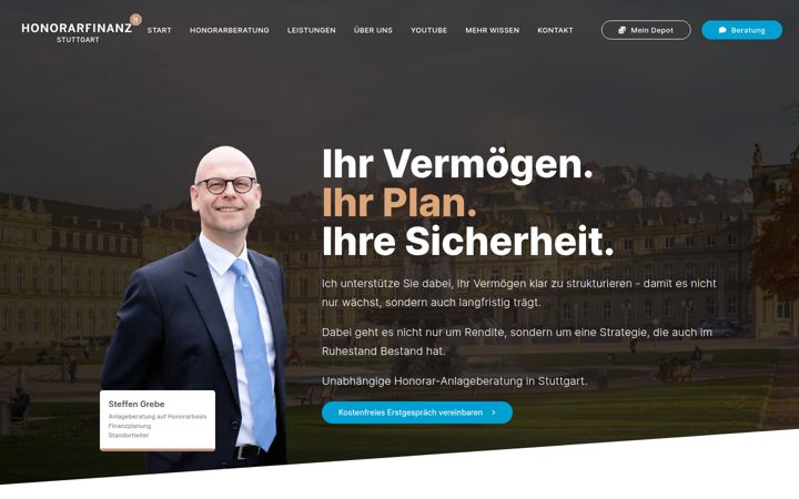 Screenshot of honorarfinanz-stuttgart.de