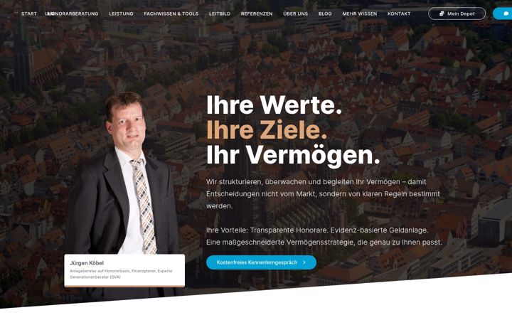 Screenshot of honorarfinanz-ulm.de