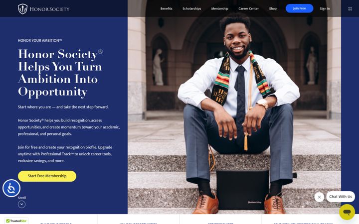Screenshot of honorsociety.org