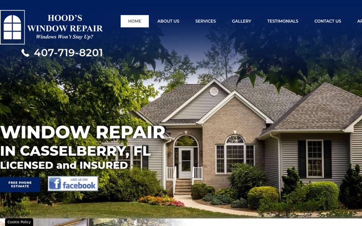 Screenshot of hoodswindowrepairllc.com