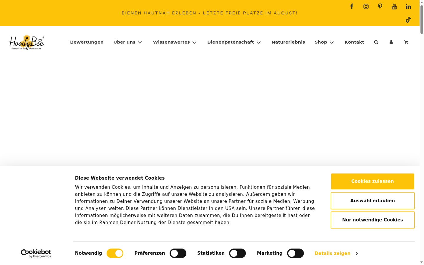 Screenshot του banner συγκατάθεσης που εμφανίστηκε πριν από οποιαδήποτε αλληλεπίδραση