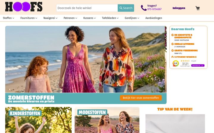 Screenshot of hoofs-stoffen.nl
