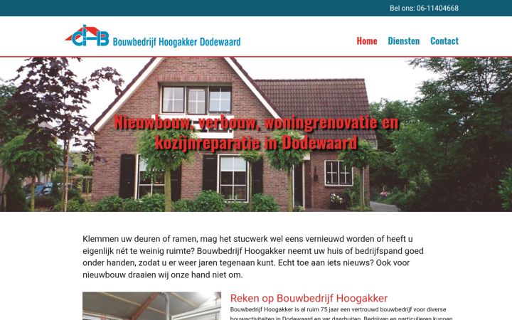 Snímek obrazovky hoogakkerbouw.nl