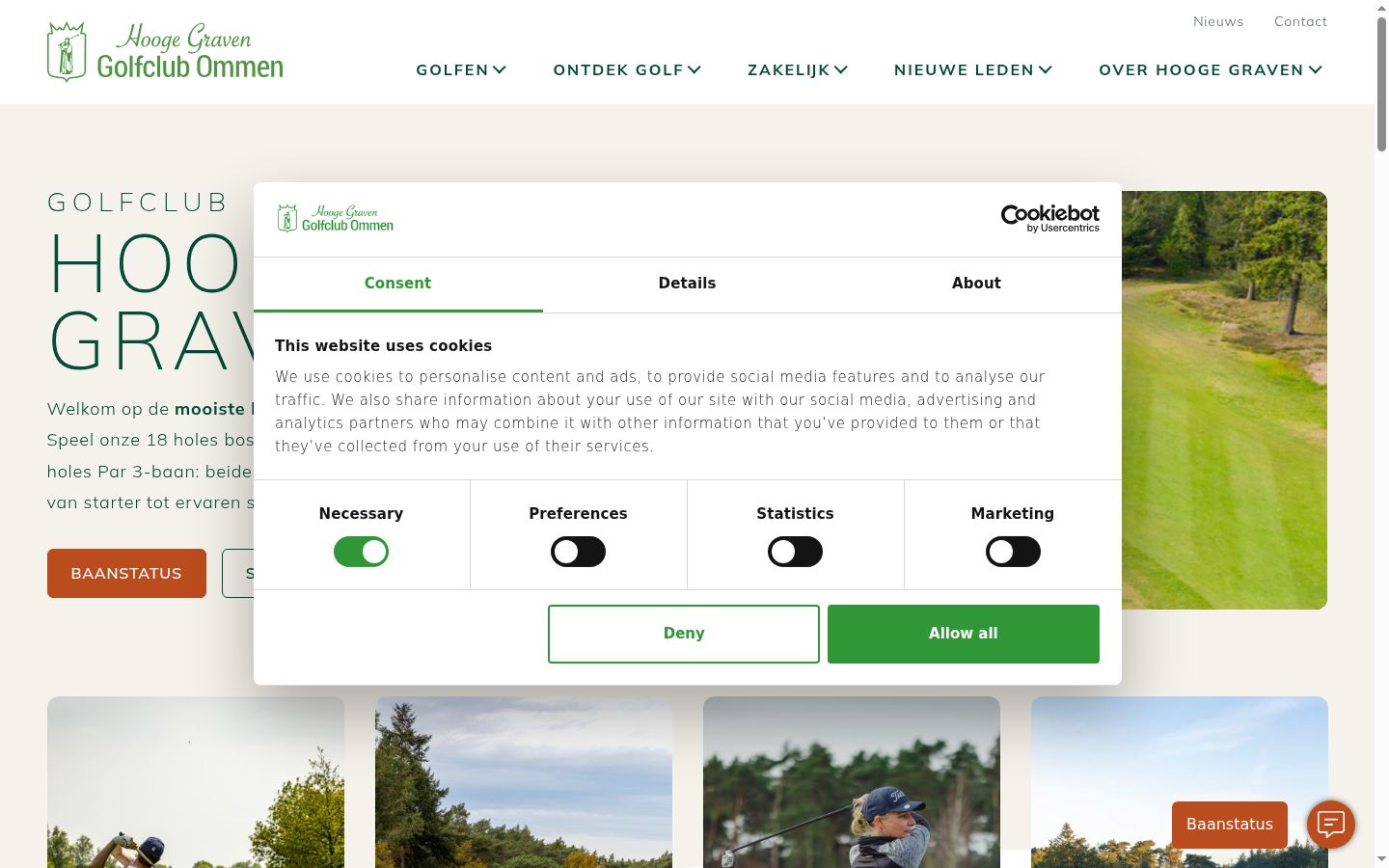 Screenshot del banner di consenso mostrato prima di qualsiasi interazione