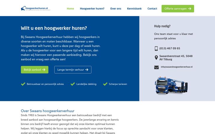Screenshot of hoogwerkerhuren.nl