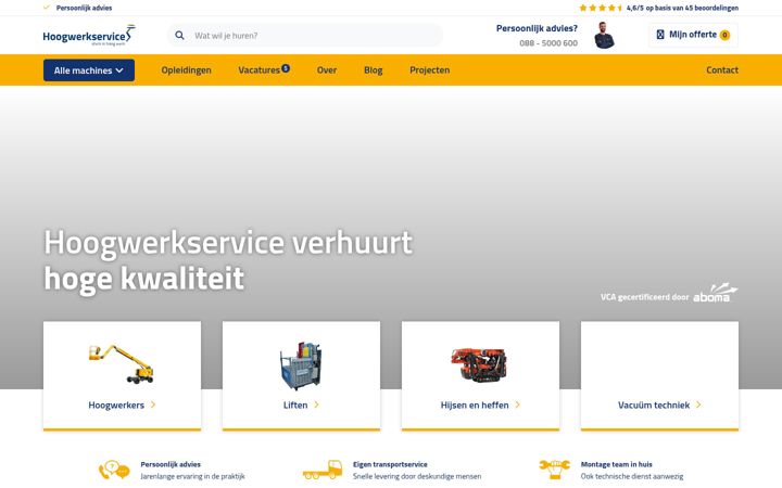 Screenshot von hoogwerkservice.nl