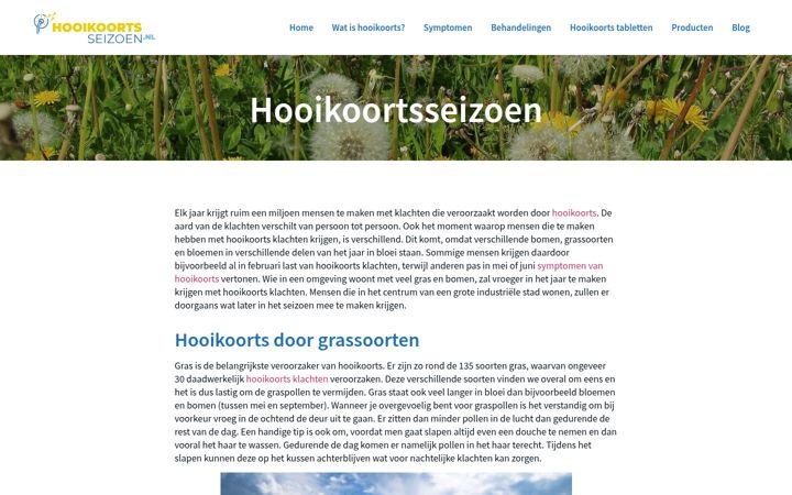 Screenshot of hooikoortsseizoen.nl