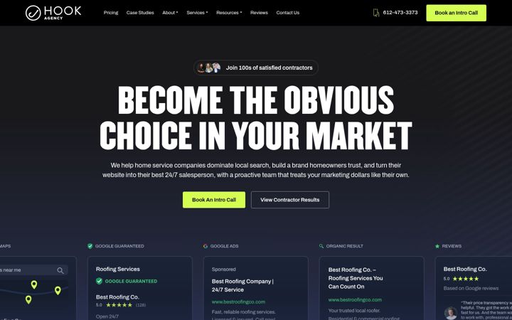 Kuvakaappaus sivustosta hookagency.com