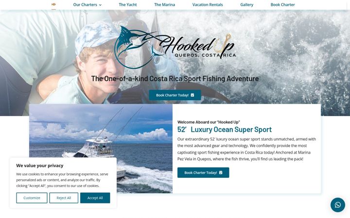 Screenshot of hookedupsportfishing.com