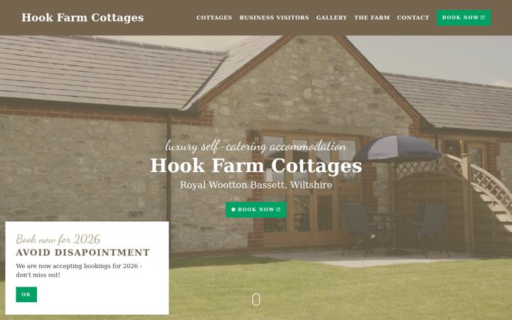 Screenshot of hookfarmcottages.co.uk